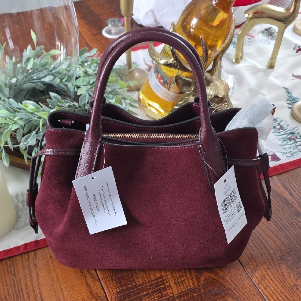 Kate Spade Burgundy Suede Satchel - Picture 2 of 6